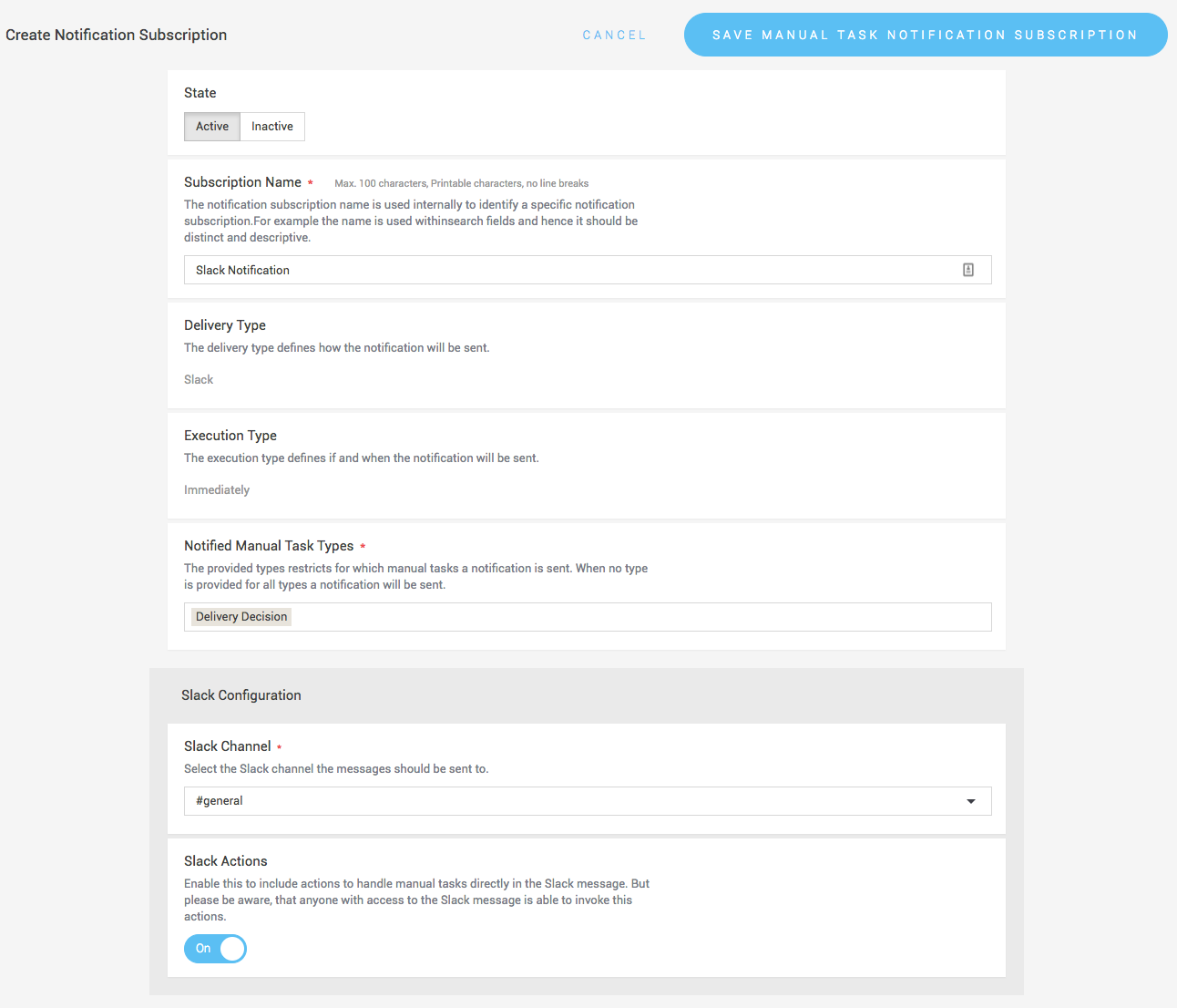 Notification d'abonnement à Slack